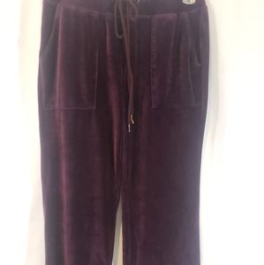 Green Tea Purple wide leg sweat pants with tie front
